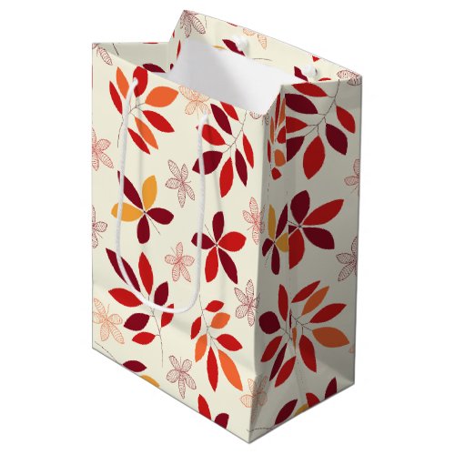 Cute  Colorful Fall Leaves Pattern Medium Gift Bag