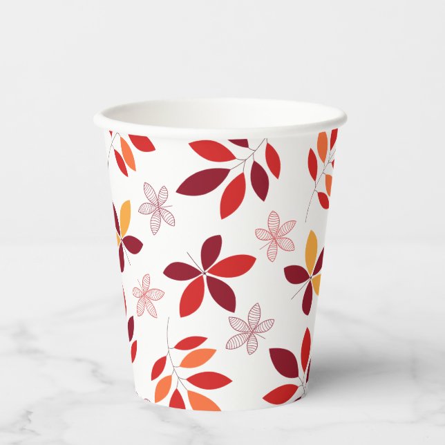 Cute & Colorful Fall Leaves Pattern Paper Cups (Front)