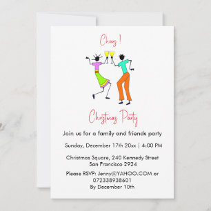 Cute colorful Family and Friends Christmas Invitation