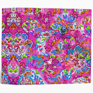 Cute colorful fantastic abstract floral 3 ring binder