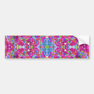 Cute colorful fantastic abstract floral bumper sticker