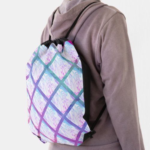 Cute Colorful Faux Crystal Holographic Pattern Dra Drawstring Bag