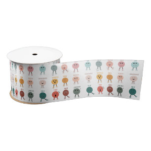 Cute Colorful Feelings Emotions Faces Chart Satin Ribbon