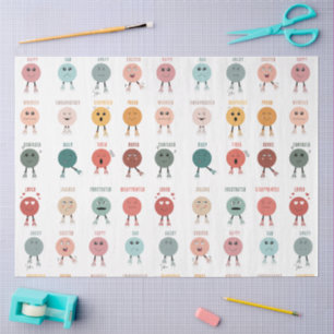 Cute Colorful Feelings Emotions Faces Chart  Tissue Paper