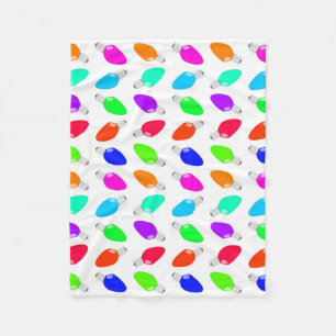Cute & Colorful Festive Christmas Light Bulbs Fleece Blanket