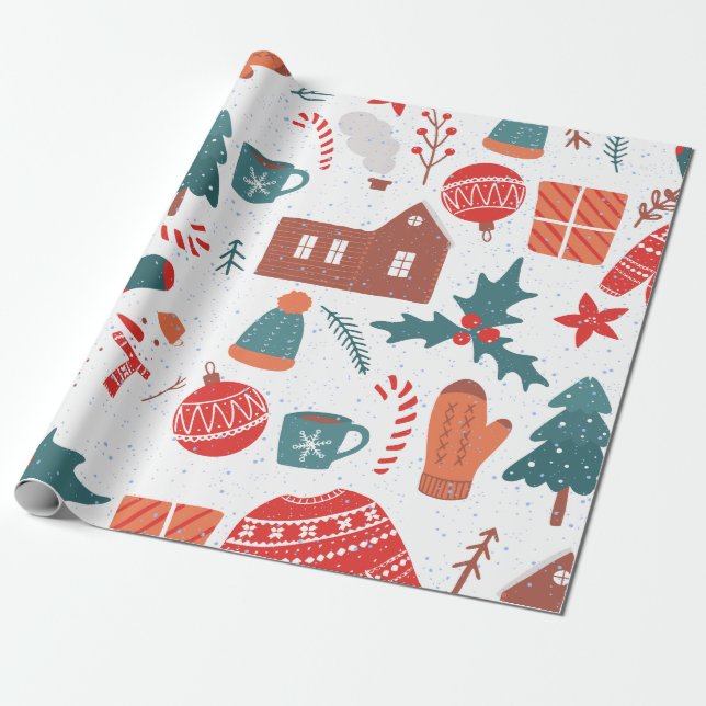 Cute Colorful Festive Christmas tree. Wrapping Paper (Unrolled)