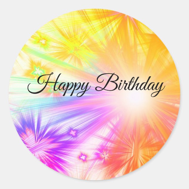 Cute, Colorful Fireworks, Abstract Classic Round Sticker (Front)