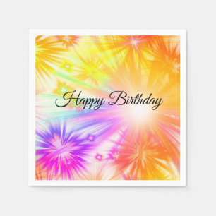 Cute, Colorful Fireworks, Happy Birthday Napkins
