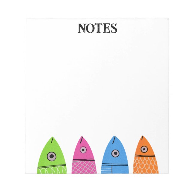 Cute Colorful Fish Notepad (Front)