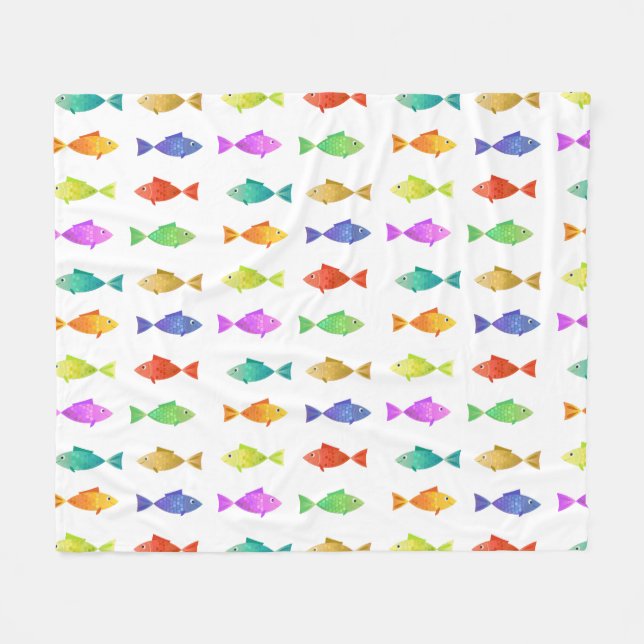 Cute colorful fish pattern Fleece Blanket (Front (Horizontal))