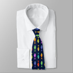 Cute colorful fish pattern neck tie