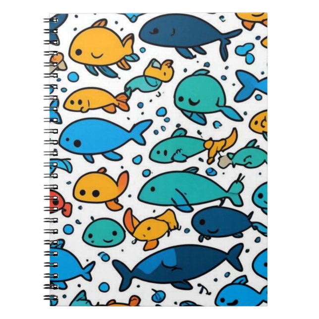 Cute Colorful Fish Pattern Notebook (Front)
