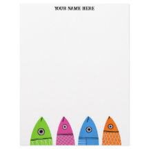Cute Colorful Fish Personalized Letterhead