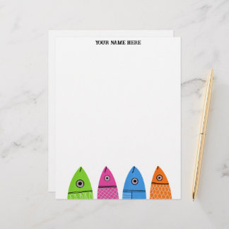 Cute Colorful Fish Personalized Letterhead