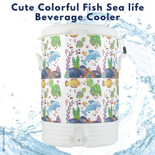 Cute Colorful Fish Sea life Beverage Cooler