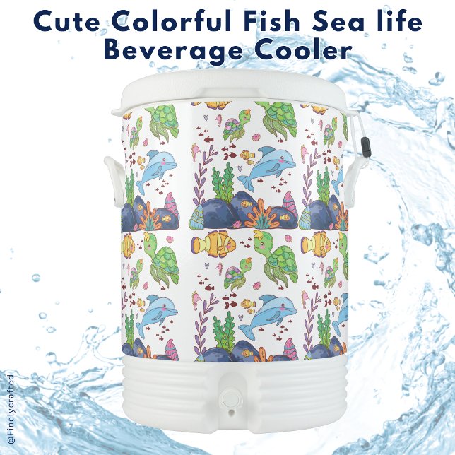 Cute Colorful Fish Sea life Beverage Cooler (Creator Uploaded)