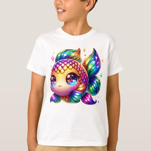 Cute Colorful Fish with Playful Rainbow Accents  T_Shirt