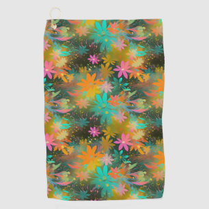 Cute Colorful Floral Abstract Pattern Golf Towel