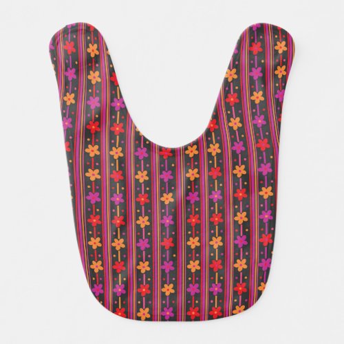 Cute colorful floral and stripe patterned baby bib