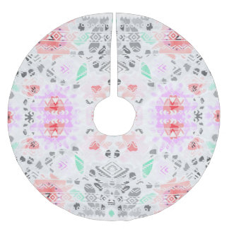 Cute colorful floral aztec brushed polyester tree skirt