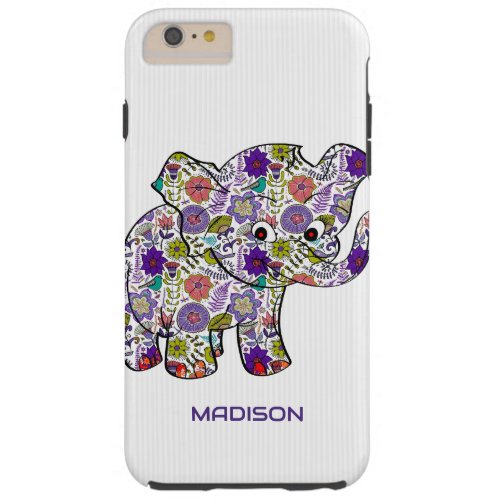 Cute Colorful Floral Baby Elephant Tough iPhone 6 Plus Case