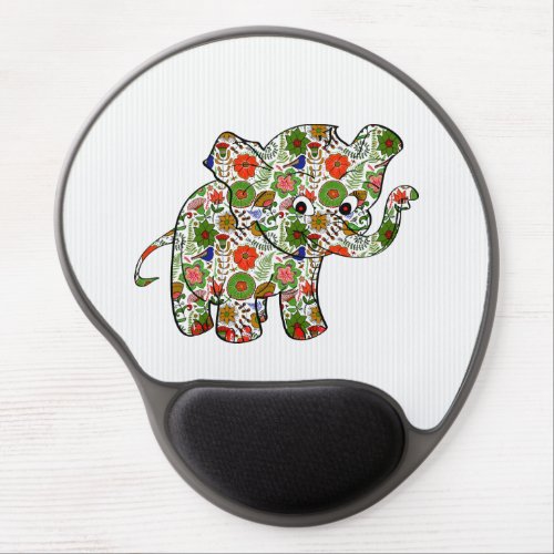 Cute Colorful Floral Baby Elephant Gel Mouse Pad