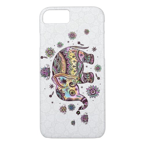 Cute Colorful Floral Baby Elephant Illustration iPhone 87 Case