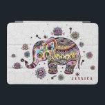 Cute Colorful Floral Baby Elephant Illustration iPad Mini Cover<br><div class="desc">Cute colorful floral baby elephant illustration over white circles pattern background. Customizable and optional monogram. If you need any help customizing any of my designs,  contact ArtOnWear designer. Free text formatting with live help available by request.</div>