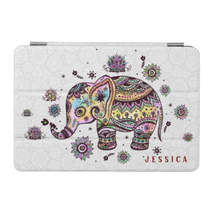 Cute Colorful Floral Baby Elephant Illustration iPad Mini Cover