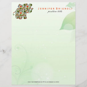 Cute Colorful Floral Baby Elephant Letterhead