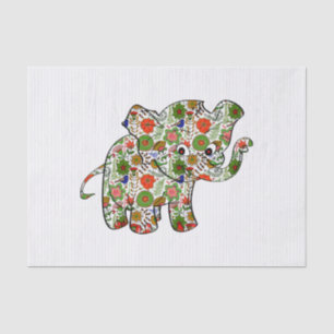 Cute Colorful Floral Baby Elephant Tissue Paper