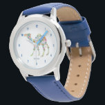 Cute Colorful Floral Camel Illustration Watch<br><div class="desc">Cute colorful retro flowers camel illustration. White background and blue numerals. If you need any help customizing any of my designs,  contact ArtOnWear designer. Free text formatting with live help available by request.</div>