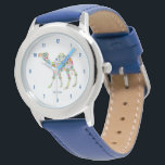 Cute Colorful Floral Camel Illustration Watch<br><div class="desc">Cute colorful retro flowers camel illustration. White background and blue numerals. If you need any help customizing any of my designs,  contact ArtOnWear designer. Free text formatting with live help available by request.</div>