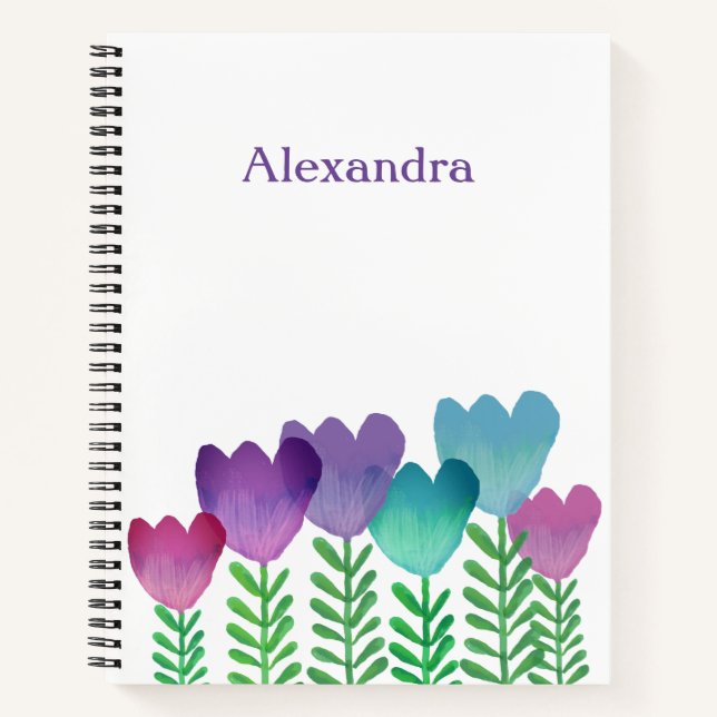 Cute Colorful Floral Custom Notebook (Front)