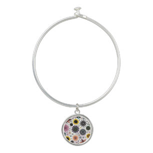 Cute colorful floral design bangle bracelet