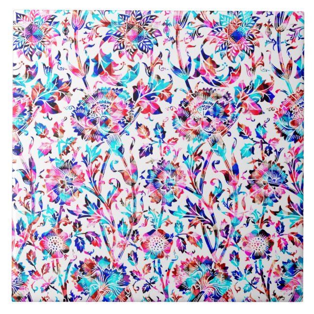 Cute colorful floral design ceramic tile (Front)