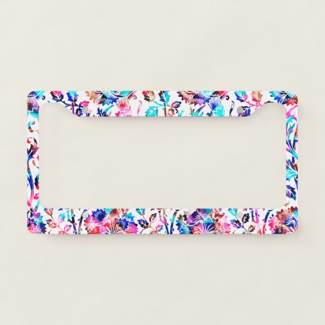 Cute colorful floral design license plate frame (Front)