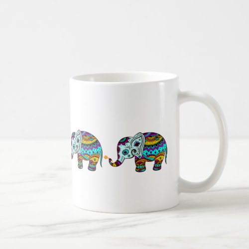 Cute Colorful Floral Elephant Design Coffee Mug