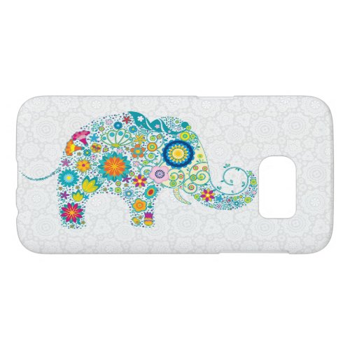 Cute Colorful  Floral Elephant Design Illustration Samsung Galaxy S7 Case