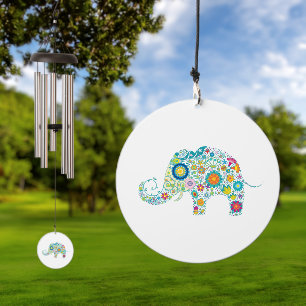 Cute Colorful Floral Elephant Wind Chime