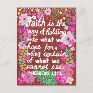 Cute Colorful Floral Faith Bible Verse Postcard
