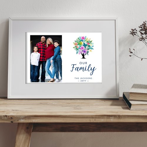 Cute Colorful Floral Family Tree Poster