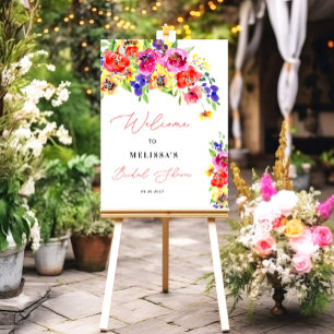 Cute Colorful Floral Garden Bridal Shower Welcome Foam Board