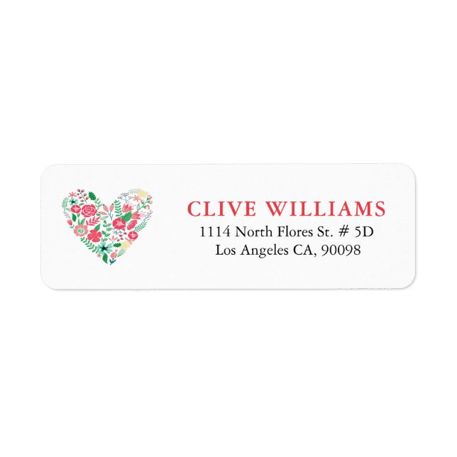 Cute Colorful Floral Heart Label (Front)