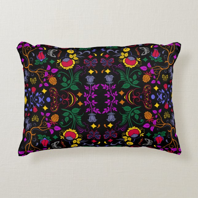 Cute colorful floral pattern  accent pillow (Front)