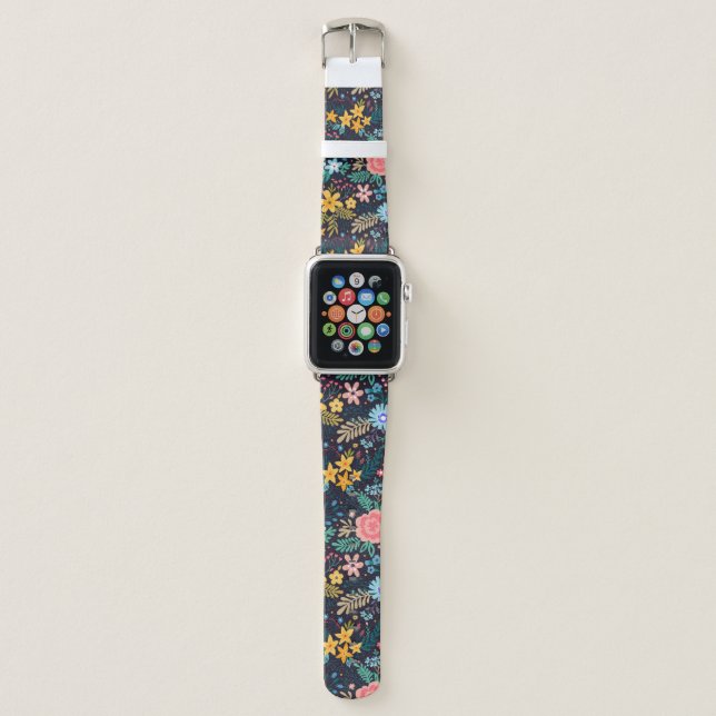 Cute Colorful Floral Pattern Apple Watch Band (Front)
