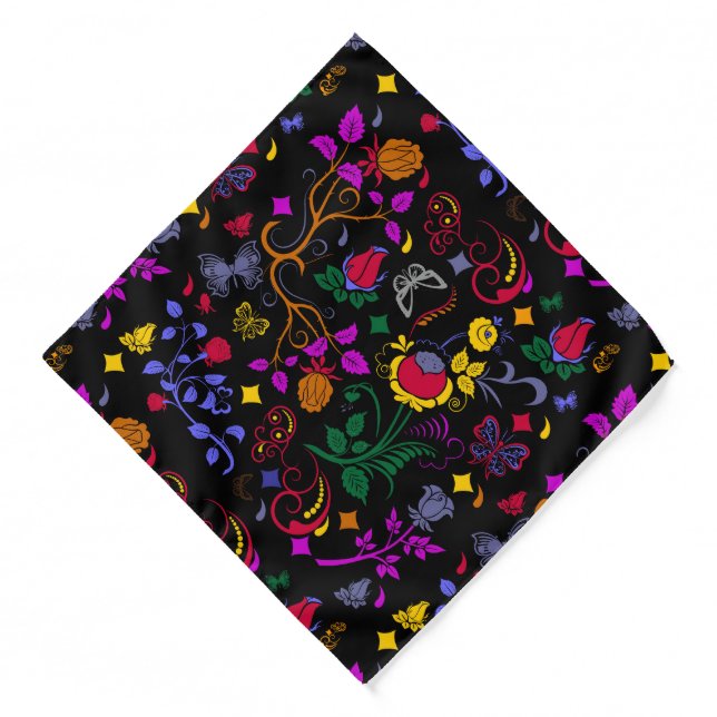 Cute colorful floral pattern  bandana (Front)