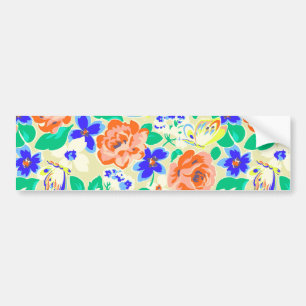 Cute colorful floral pattern bumper sticker