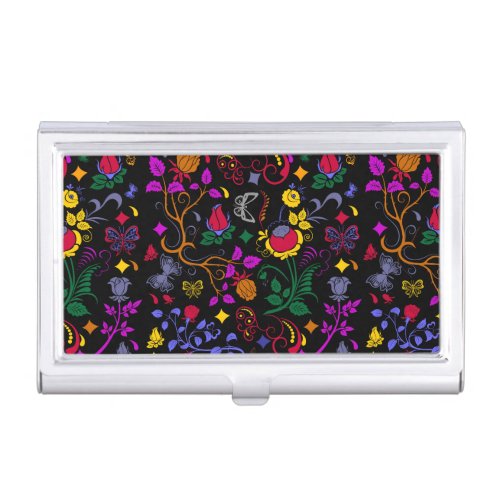 Cute colorful floral pattern  business card case