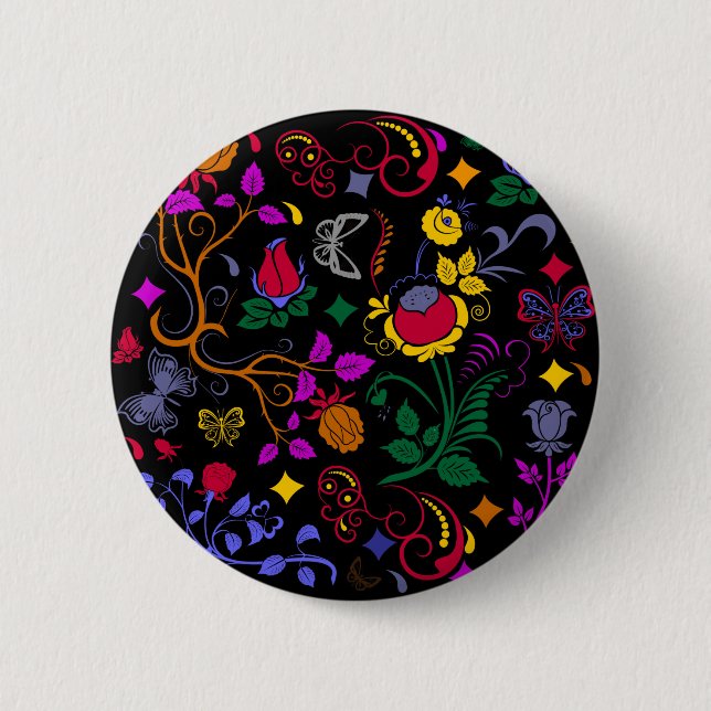 Cute colorful floral pattern  button (Front)